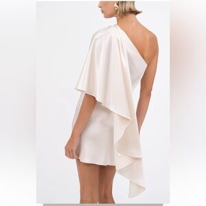 NONchalant Malia One-Shoulder Ivory Draped Mini Dress